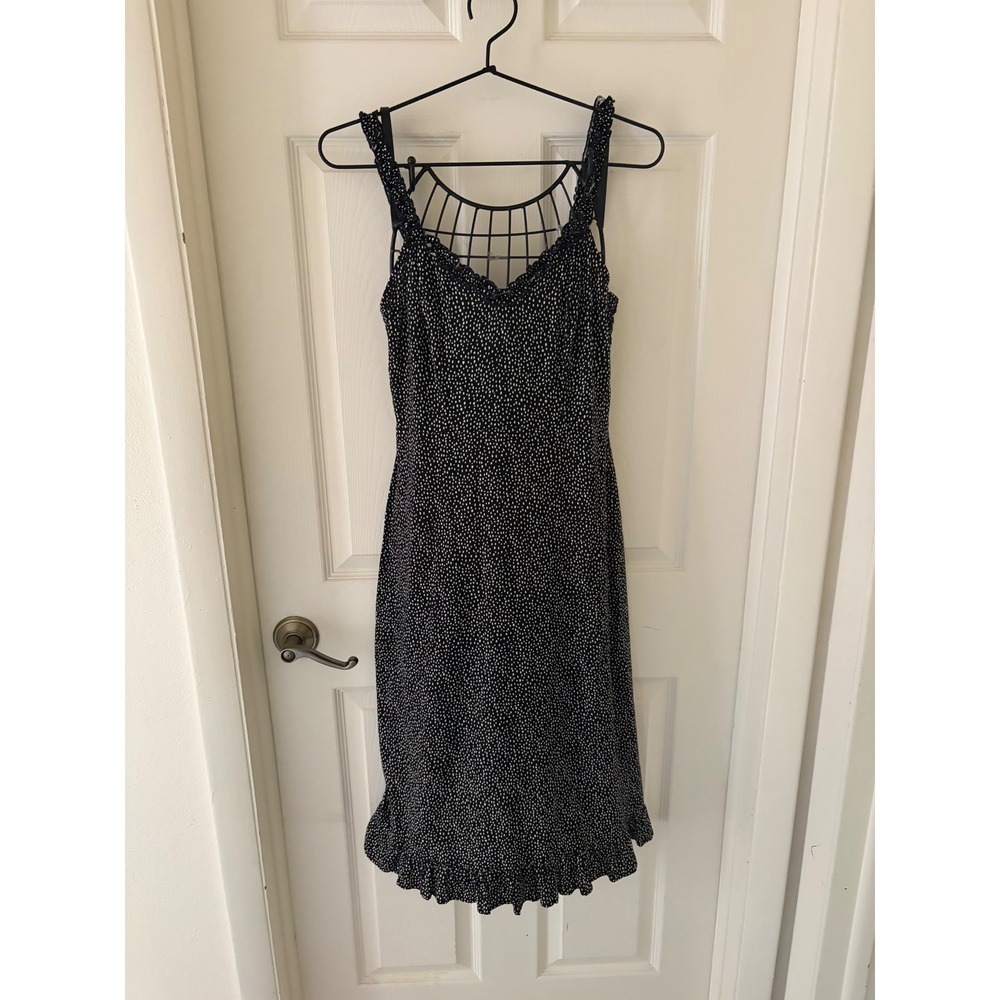Express Small 100% Rayon Smocked Midi Sundress Black White Polka Dot New Tags